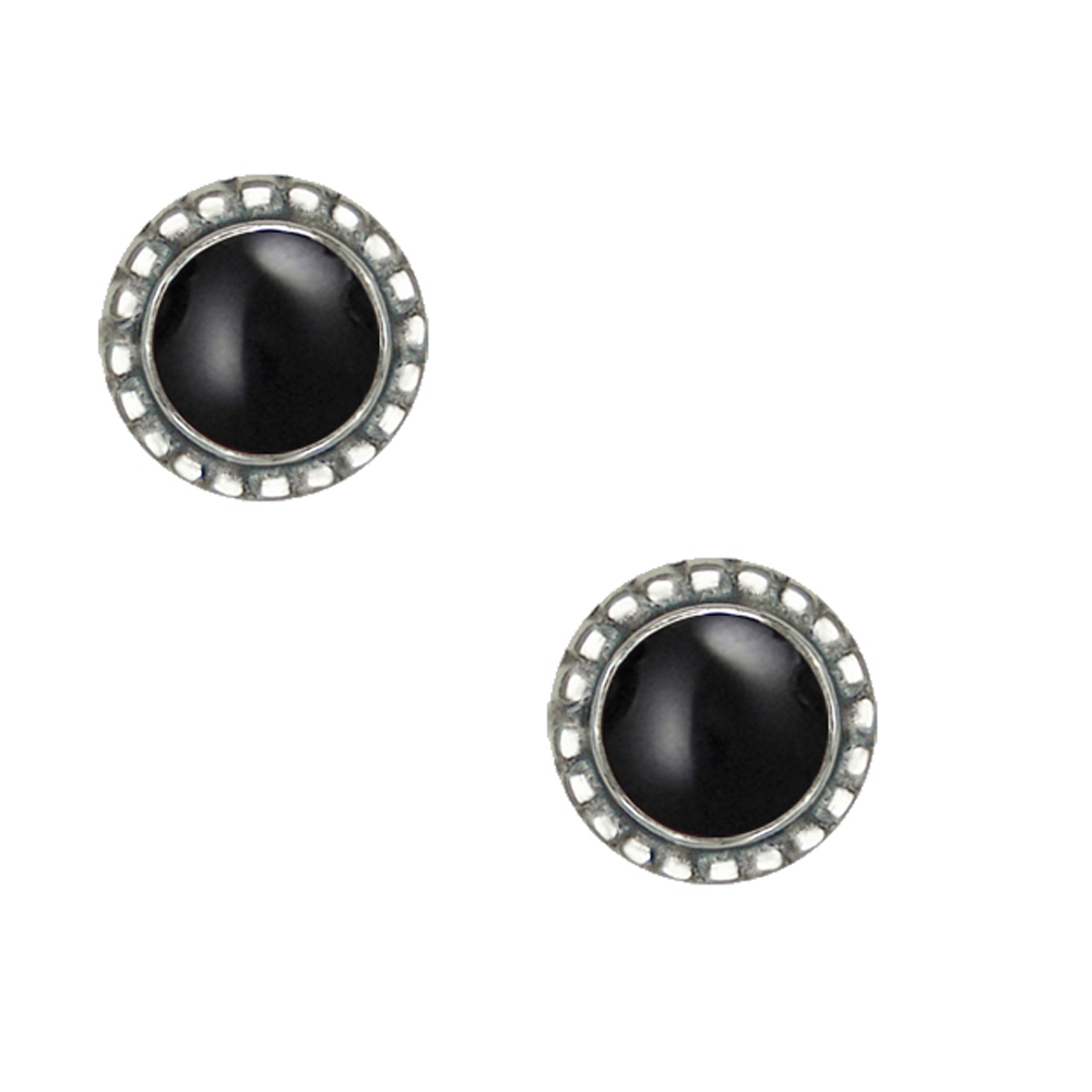 Sterling Silver Small Black Onyx Post Stud Earrings